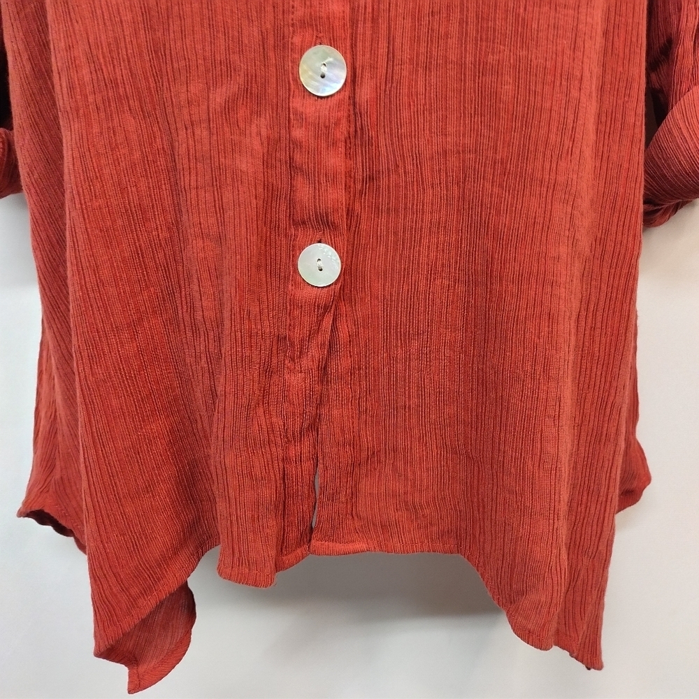 Women's Rust Button-Up Blouse - Picture 5 of 12